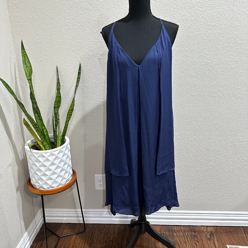 Rebecca Minkoff LENA DRESS sleeveless brazil blue size large silk NWT